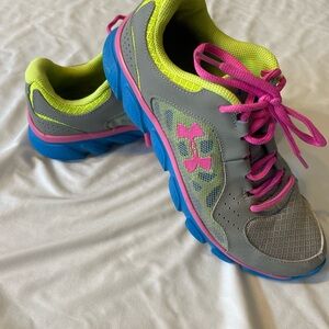 Under Armour Gray Sneakers with Pink and Yellow Highlights